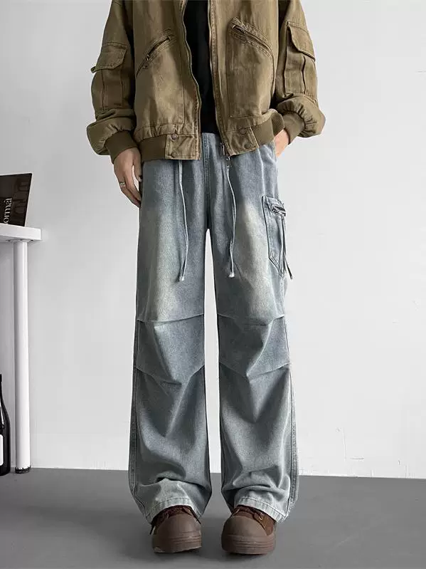 Quần jean công sở cleanfit mùa thu đông dành cho nam, quần xếp ly phong cách Mỹ cổ điển, quần dài ống rộng dáng rộng thương hiệu thời thượng.