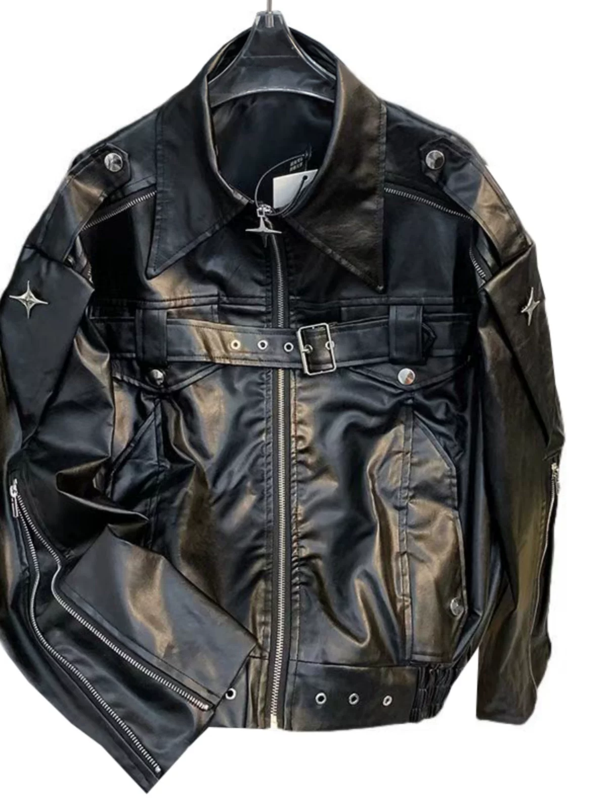 Áo khoác da nam phong cách Mỹ, thiết kế phá cách, kiểu dáng biker gọn gàng cho mùa xuân thu, áo khoác ngắn cá tính, thương hiệu thời thượng.