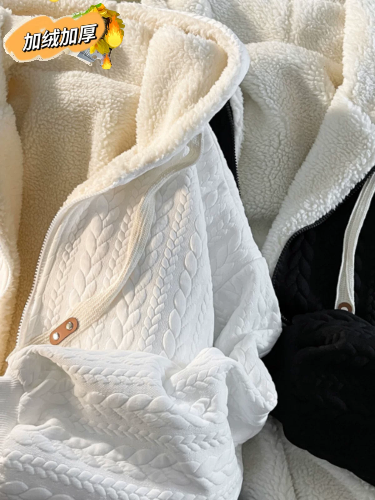 Áo khoác nỉ dày dặn mùa thu đông mới dành cho nam, kiểu cardigan Mỹ phong cách ins có mũ, áo khoác cặp đôi rộng rãi, chất liệu nặng.