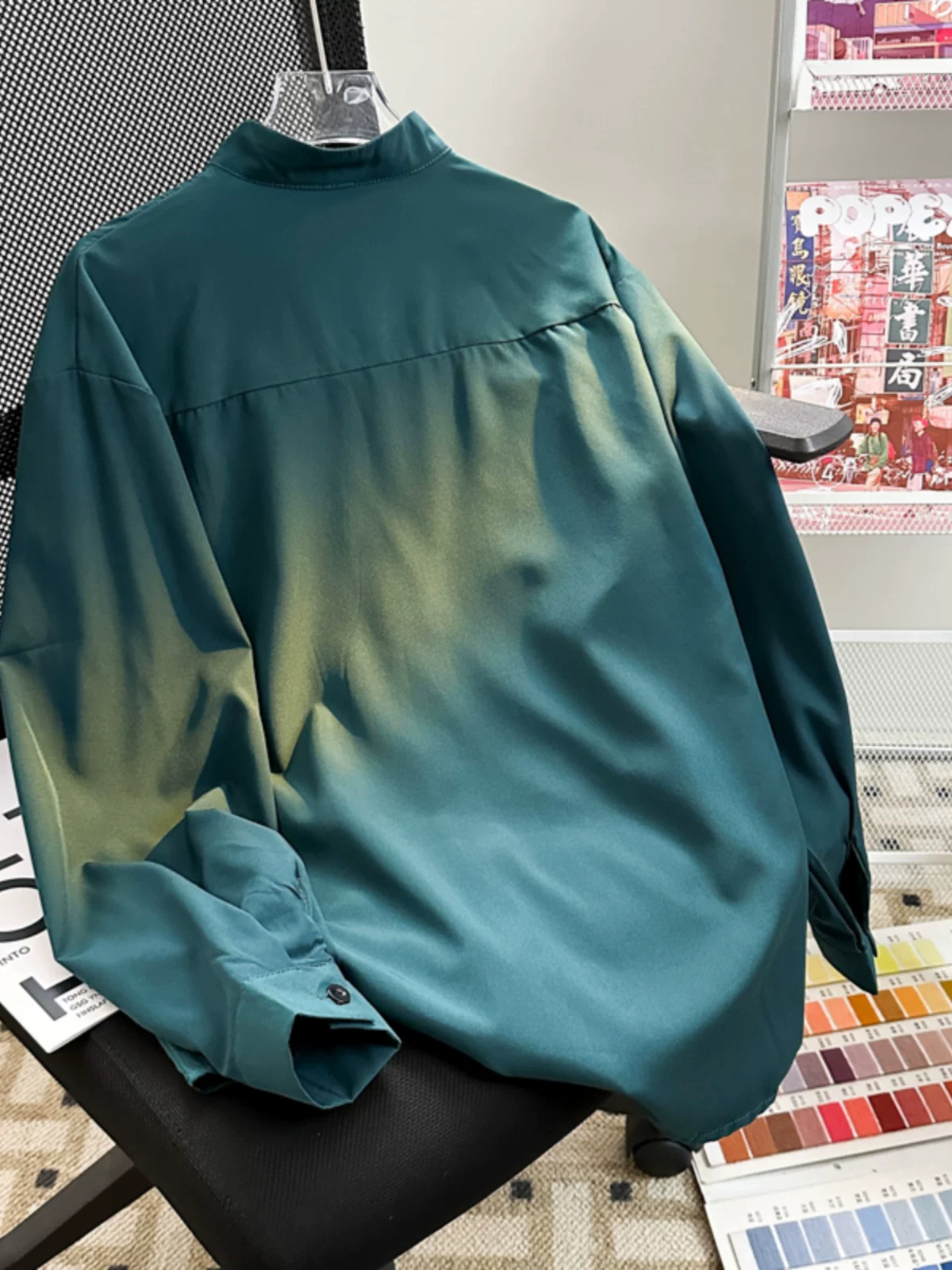 Áo sơ mi cổ đứng kiểu Trung Quốc mới dành cho nam, tay dài, dáng rộng, áo sơ mi DK màu trắng, áo kiểu dáng thời thượng cao cấp mùa hè.