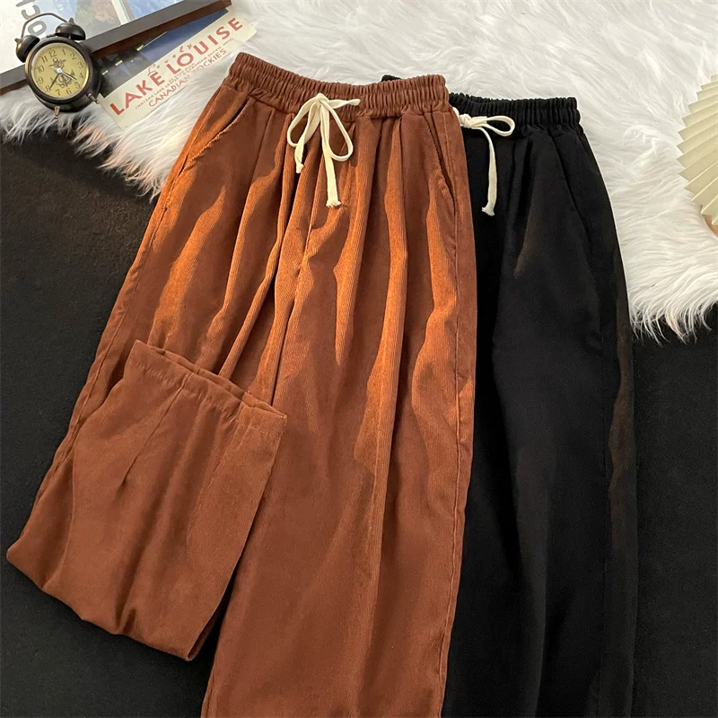 Quần vải nhung kiểu Nhật Bản, quần nam đa năng, quần nam mùa hè mỏng hợp thời trang, quần ống rộng dáng rộng