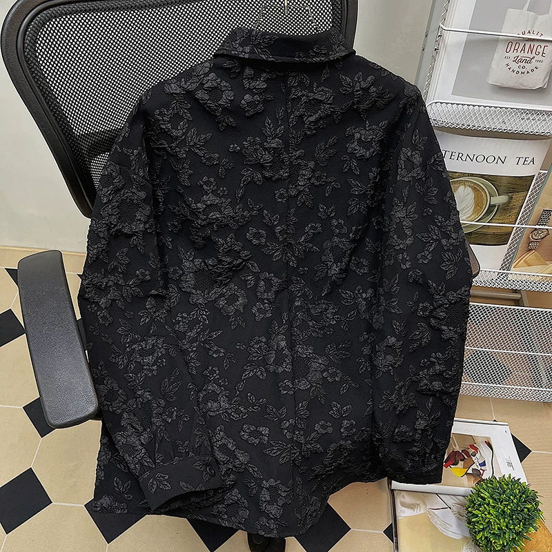 Áo sơ mi dài tay kiểu jacquard phong cách Nhật Bản, thiết kế theo xu hướng mùa xuân thu, áo khoác sành điệu và cá tính, áo sơ mi nam dáng rộng thoải mái.