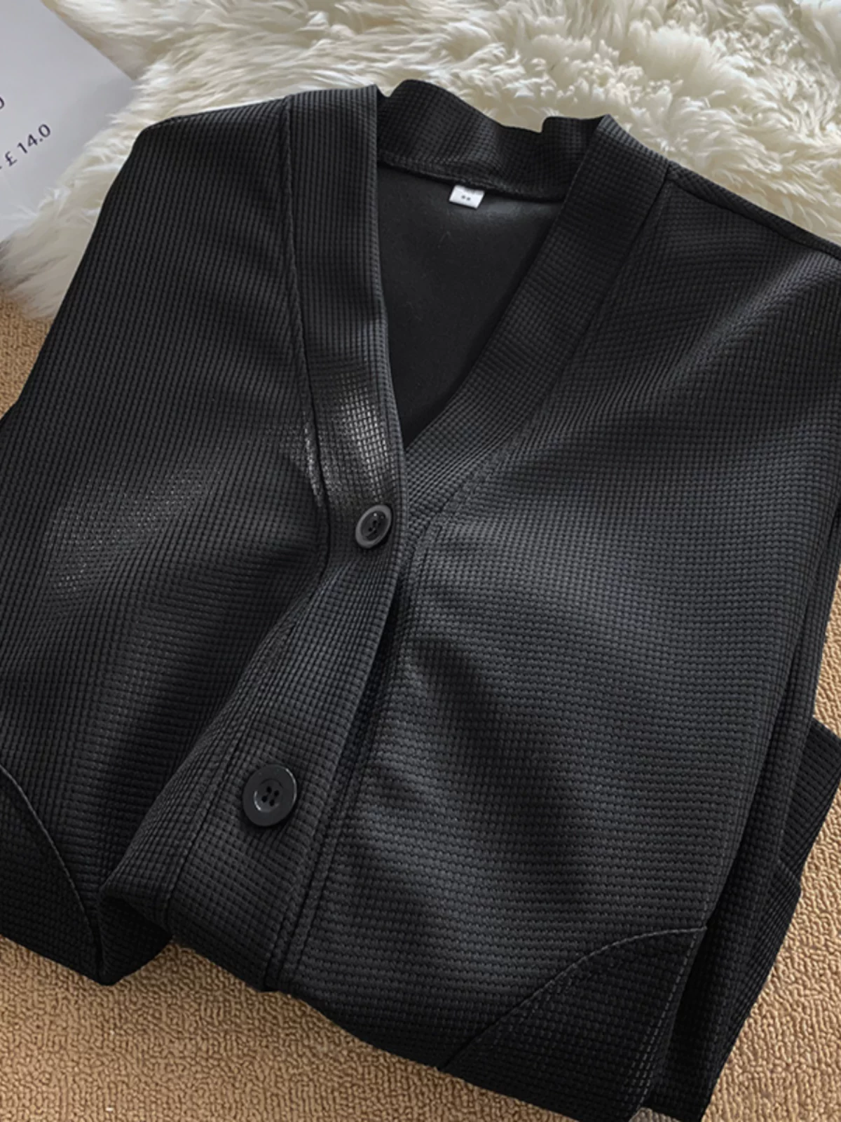 Áo khoác cardigan dệt kim waffle dành cho nam, áo khoác đa năng phong cách thời trang xuân thu, áo khoác học sinh chất liệu dày dặn, kiểu dáng rộng rãi, mát mẻ.