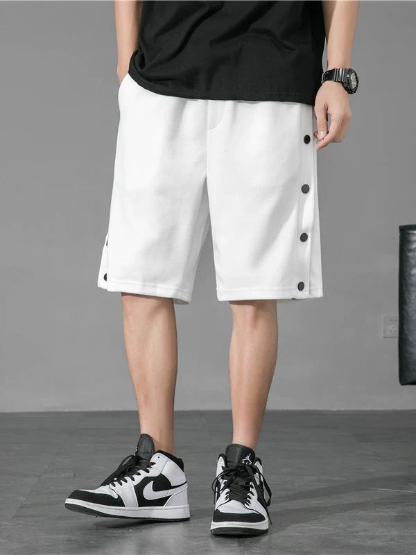 Quần short thể thao cài nút thời trang dành cho nam, kiểu dáng rộng rãi mùa hè, quần short năm phần phong cách sinh viên, quần dài vừa phải kiểu Mỹ dành cho bóng rổ ngoài trời.