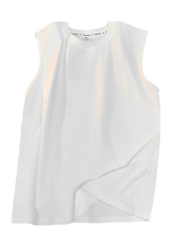 Áo vest cổ tròn màu trơn dành cho nam, áo không tay đơn giản đa năng mùa hè dành cho cặp đôi, áo thun không tay dáng rộng phong cách Nhật Bản hợp thời trang.