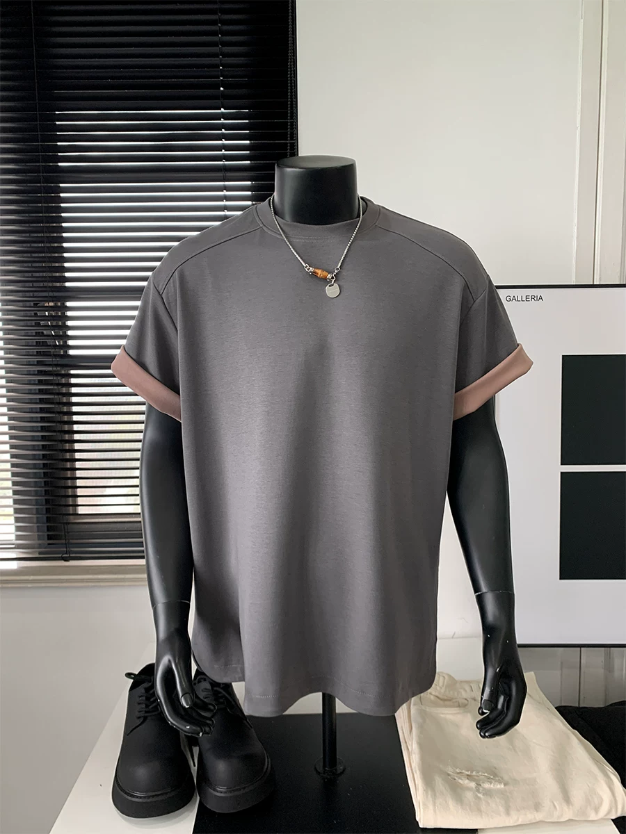 Áo thun nam tay ngắn kiểu Mỹ, áo thun mùa hè chất liệu dày dặn, kiểu dáng rộng rãi, thiết kế thời trang gọn gàng.