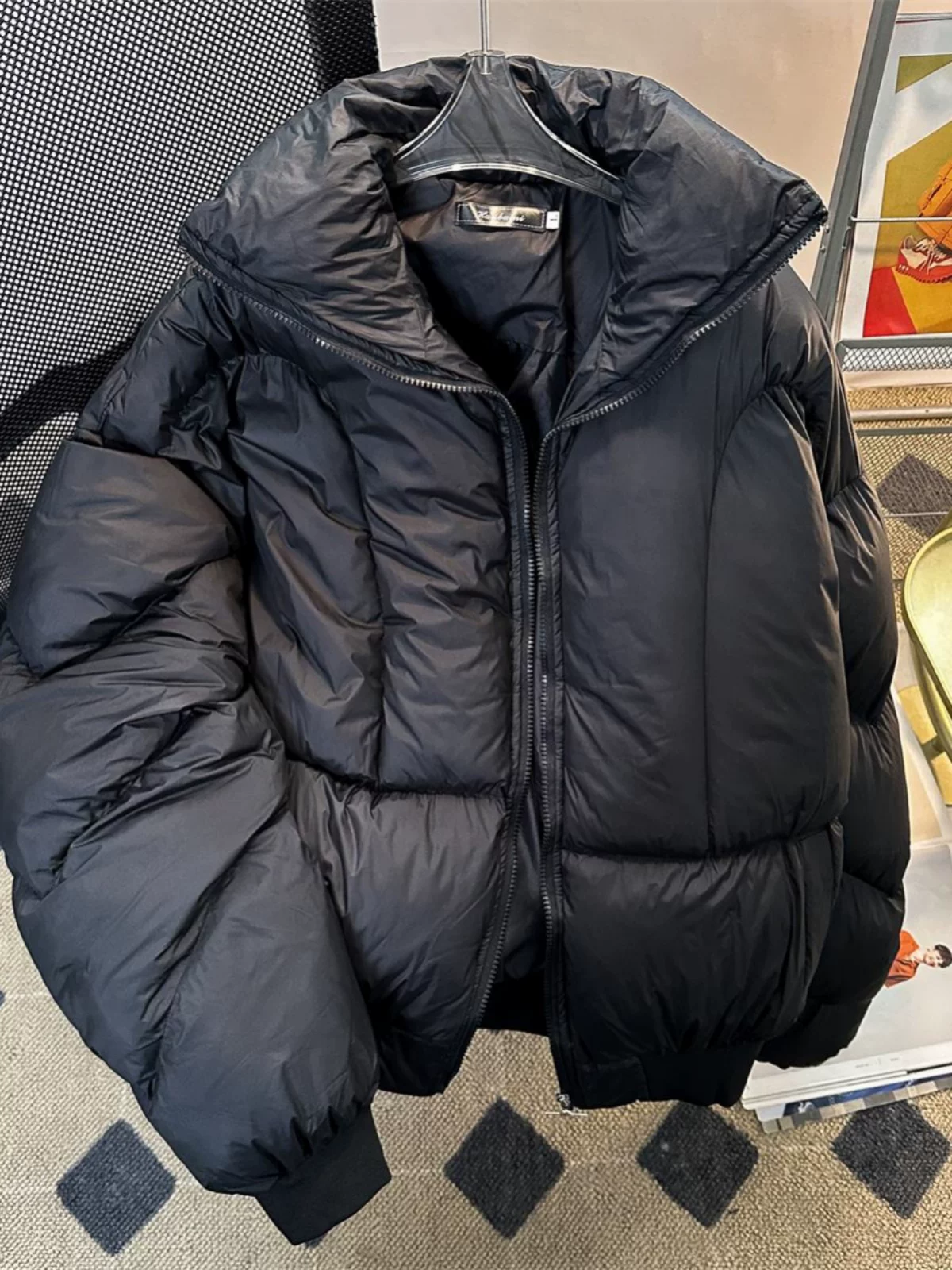 Áo khoác phao dày dặn thời trang dành cho nam, phong cách đường phố Mỹ sành điệu, áo khoác cotton đôi, áo khoác phao cổ đứng mùa đông.