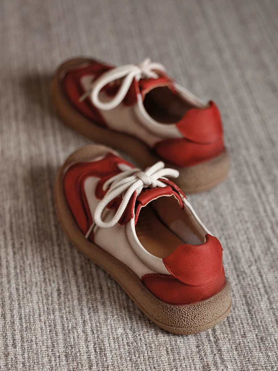 Giày thể thao nữ da bò phối màu retro kiểu GAT, giày đế mềm da thật, giày thể thao casual mới mùa thu 2025
