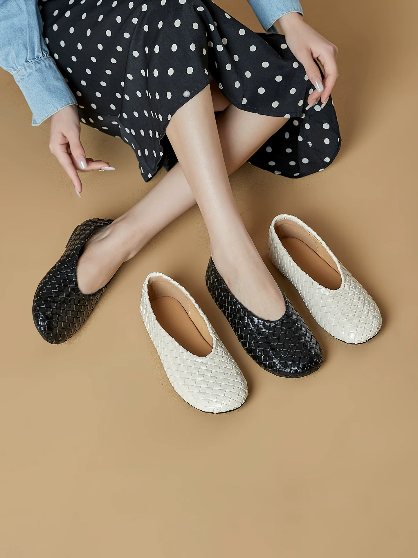 Giày Mary Jane dệt kiểu Pháp lót da cừu dành cho nữ, giày bà ngoại phẳng phong cách retro, giày đơn miệng nông kiểu mới mùa xuân 2026.