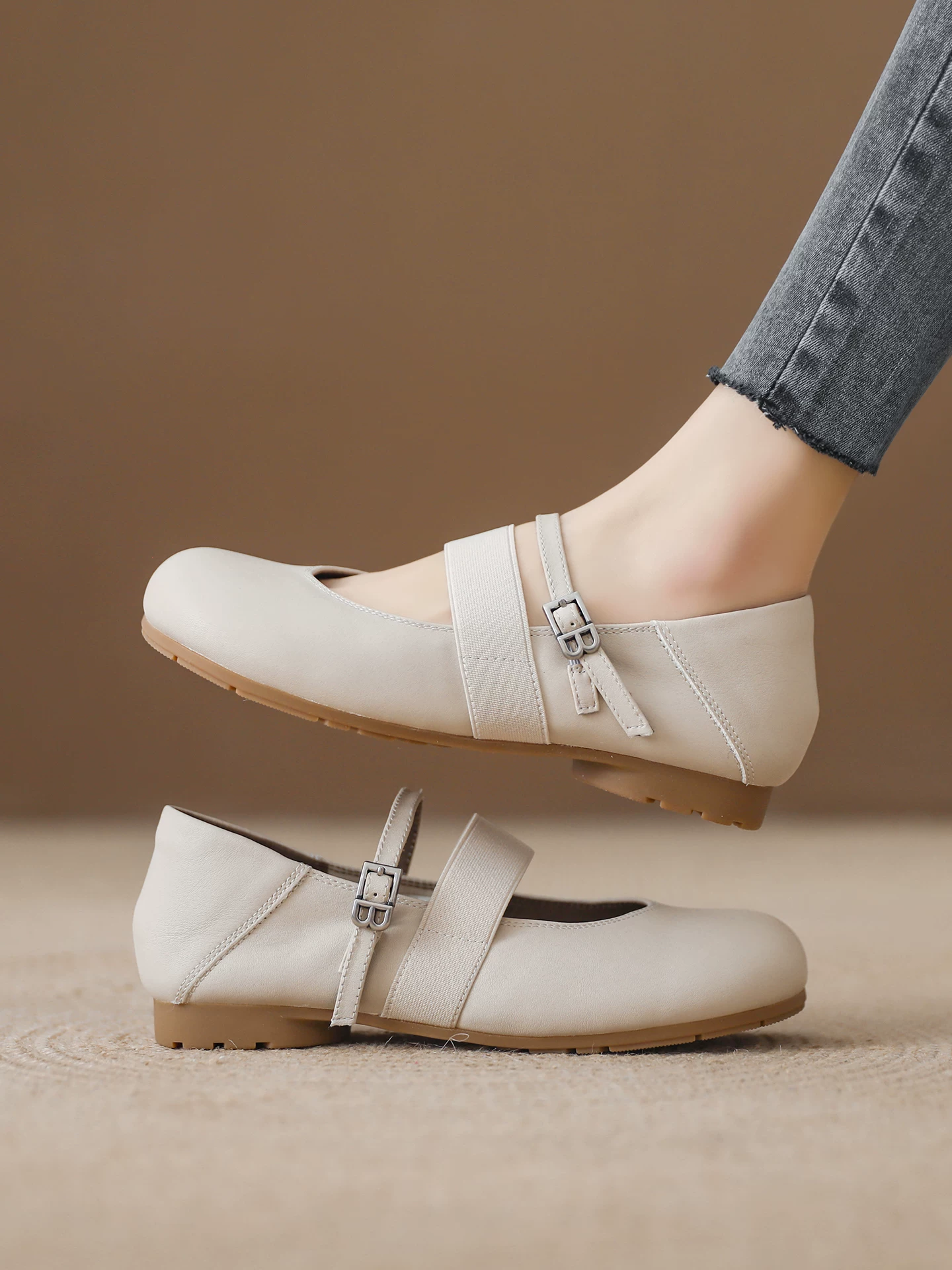 Giày da Mary Jane quai đơn phong cách retro Pháp dành cho nữ, giày bệt đế mềm kiểu ballet mới mùa xuân 2026 dành cho nữ.