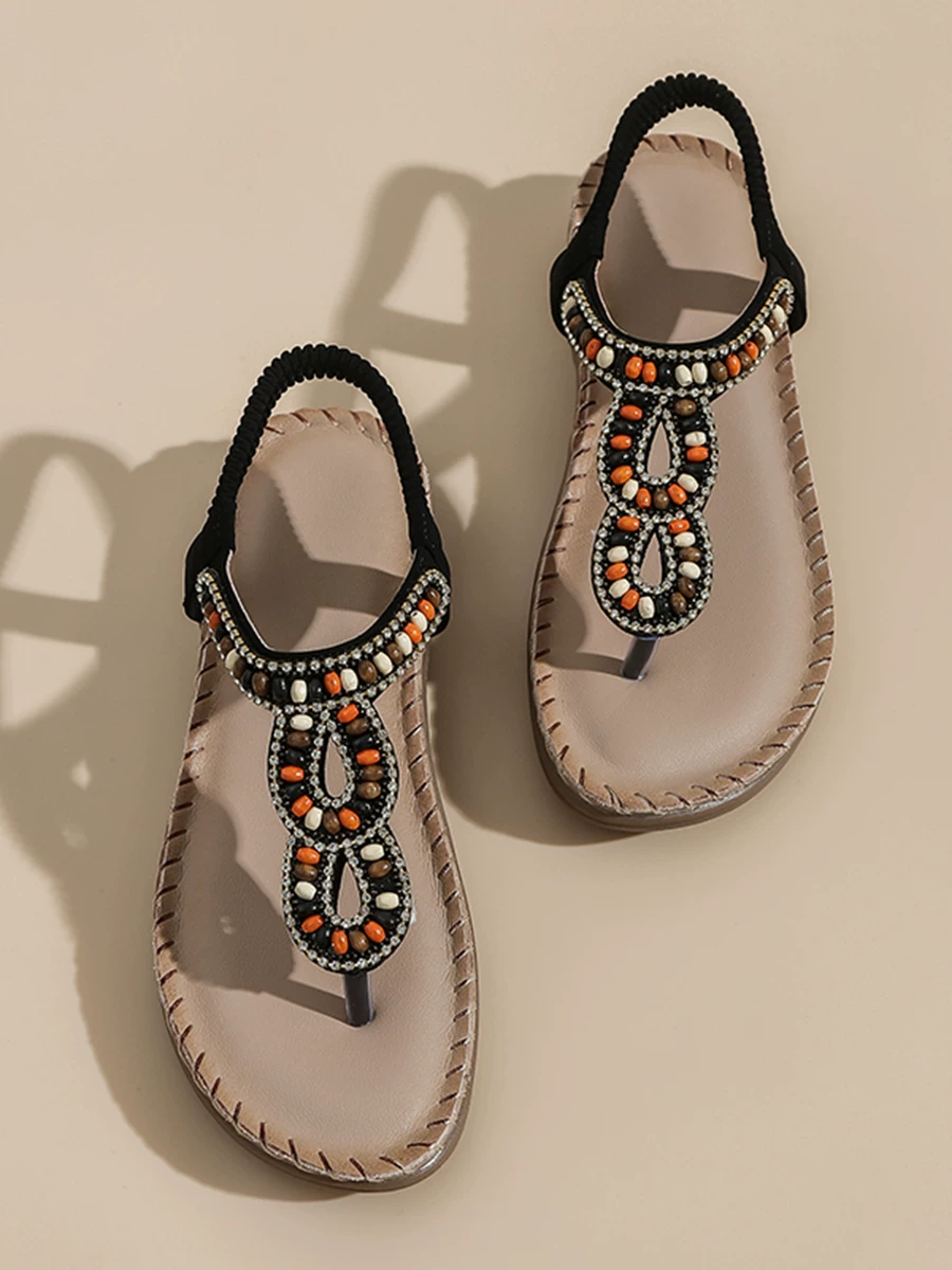 Dép xỏ ngón nữ, giày kiểu La Mã phong cách bohemian retro, mẫu mới hè 2026, giày đi biển dạo phố thoải mái