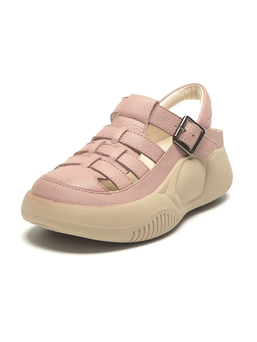 Giày sandal hở mũi khoét lỗ dành cho nữ, giày La Mã đế dày bằng da thật, giày thể thao thông thường thoáng khí mới mùa hè 2026 dành cho nữ.