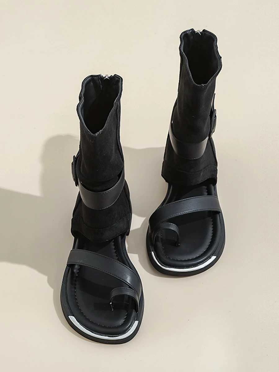 Giày sandal cao cổ thời trang nữ thiết kế cut-out, bốt kiểu La Mã, phong cách mới mùa hè 2026, bốt bootcut, bốt ngắn cao bồi miền Tây.