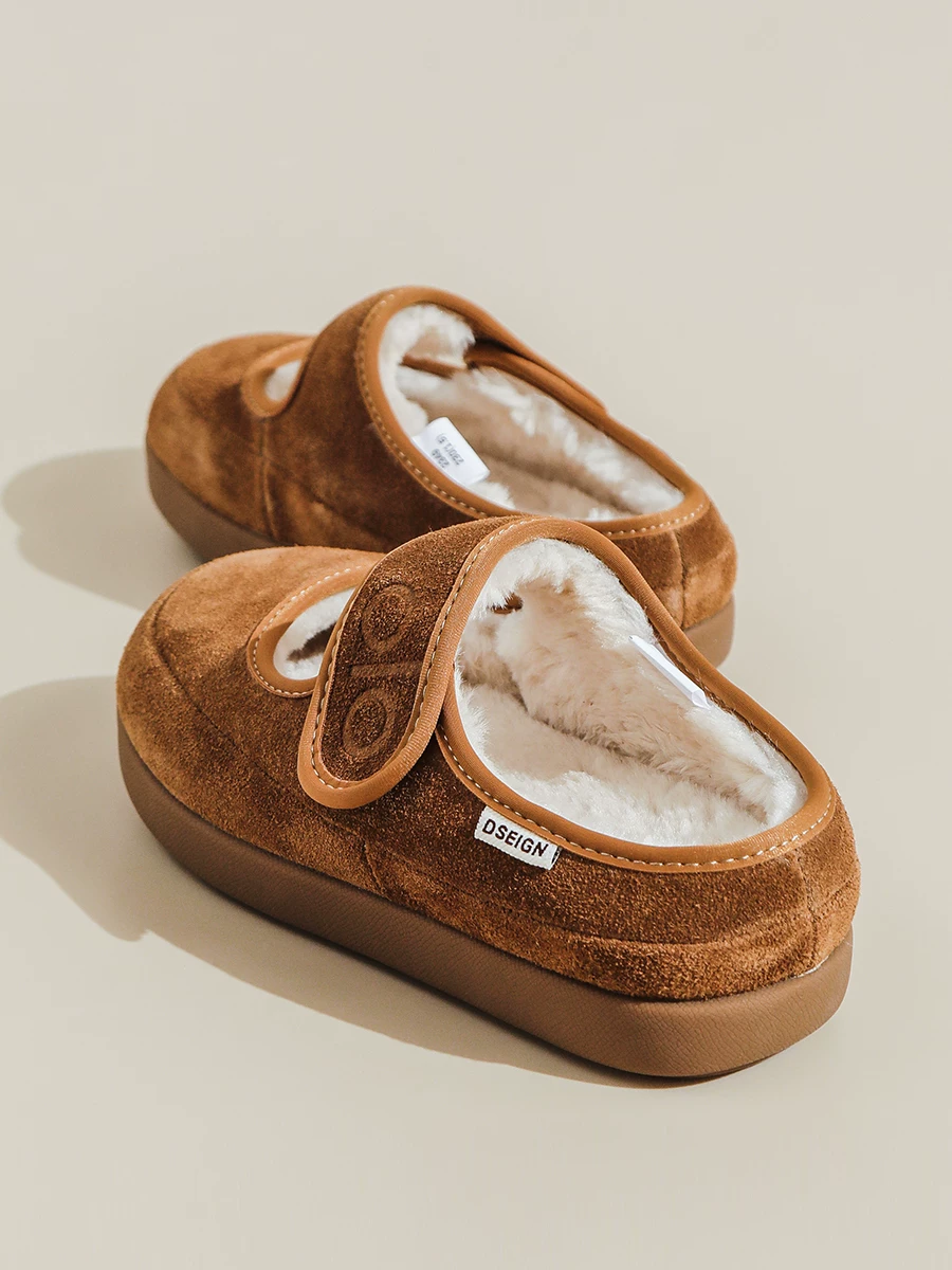 Giày Mary Jane Birkenstock họa tiết da báo dành cho nữ, kiểu mới mùa đông 2025, giày lông mềm đế dày, lót lông cừu, kiểu lười, dép bông êm ái.