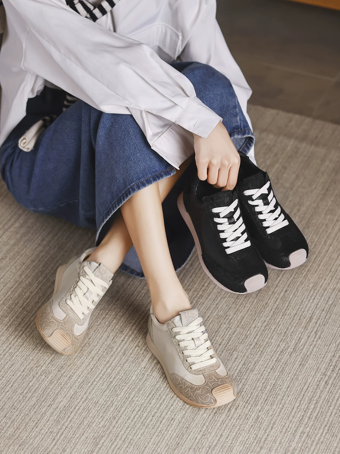 Giày tập luyện da bò kiểu retro Đức dành cho nữ, giày Forrest Gump đế mềm êm ái, giày thể thao da thật phong cách mới mùa xuân 2026, giày trắng thời trang.