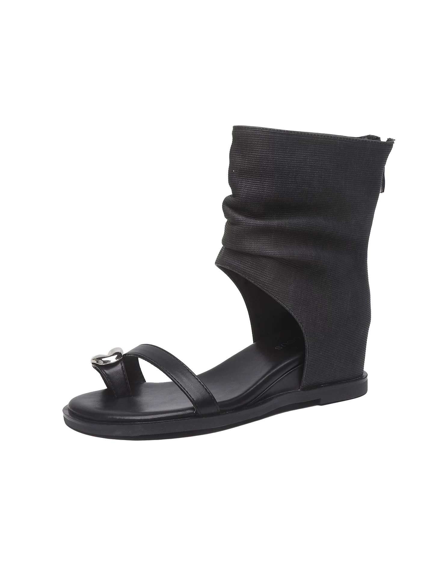 Giày sandal đế xuồng nữ kiểu xỏ chân, có độn đế tăng chiều cao, kiểu dáng xếp ly, giày bốt cổ thấp phong cách La Mã quai đơn, mẫu mới hè 2026.