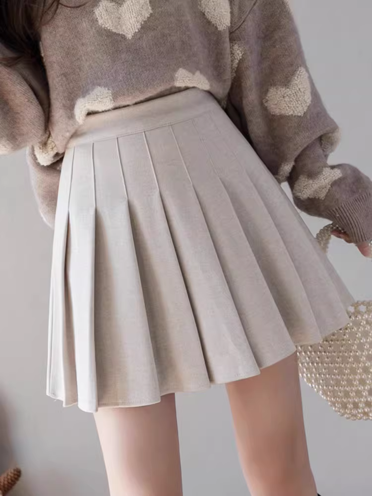 Váy xếp ly La Chapelle dành cho nữ, kiểu mới xuân thu 2025, dáng nhỏ nhắn, cạp cao, gợi cảm, chống lộ, kiểu chữ A ngắn.