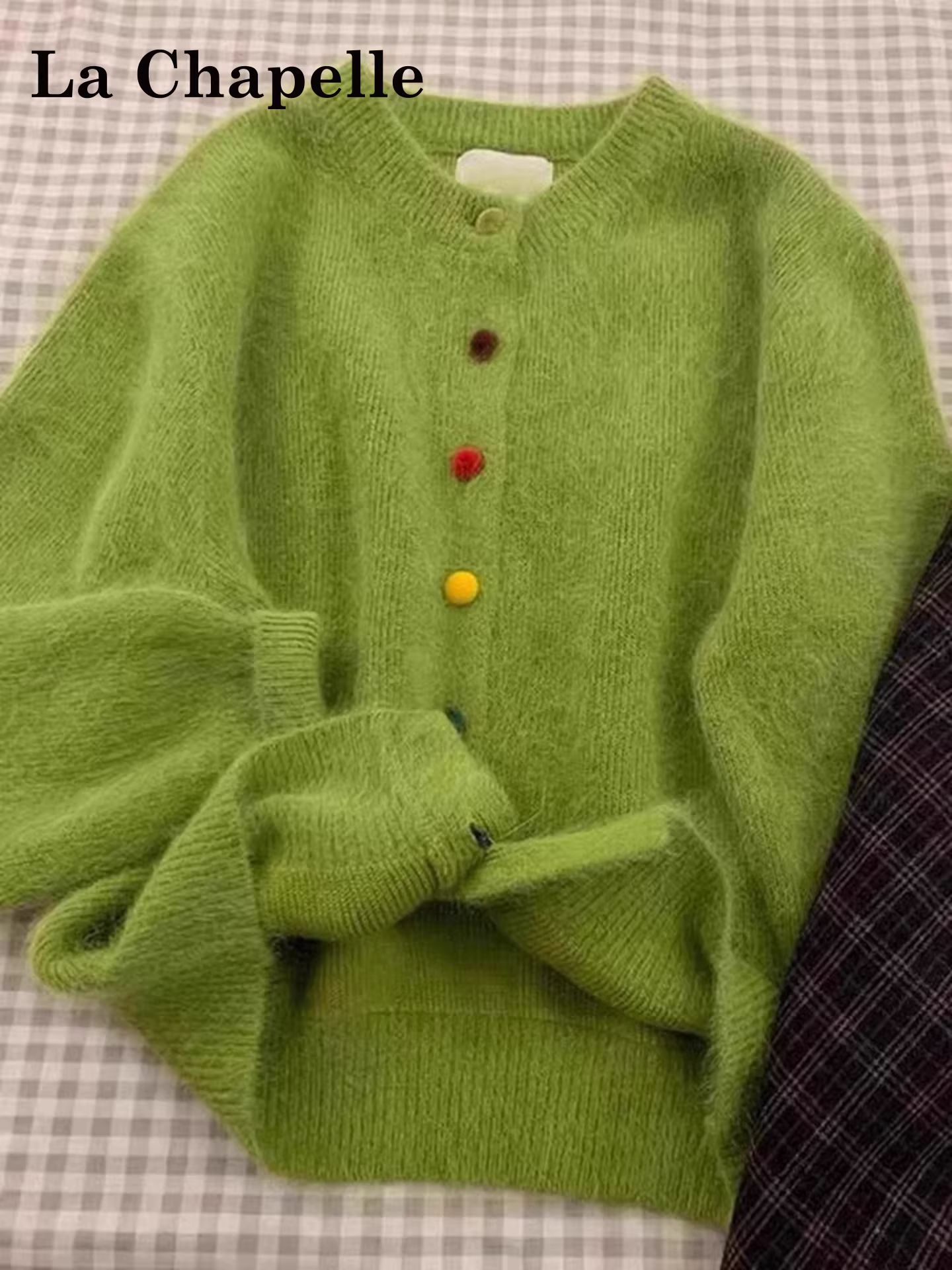 Áo cardigan len dệt kim dài tay ấm áp và thoải mái La Chapelle dành cho nữ, mẫu mới thu đông 2025, kiểu áo khoác cài nút