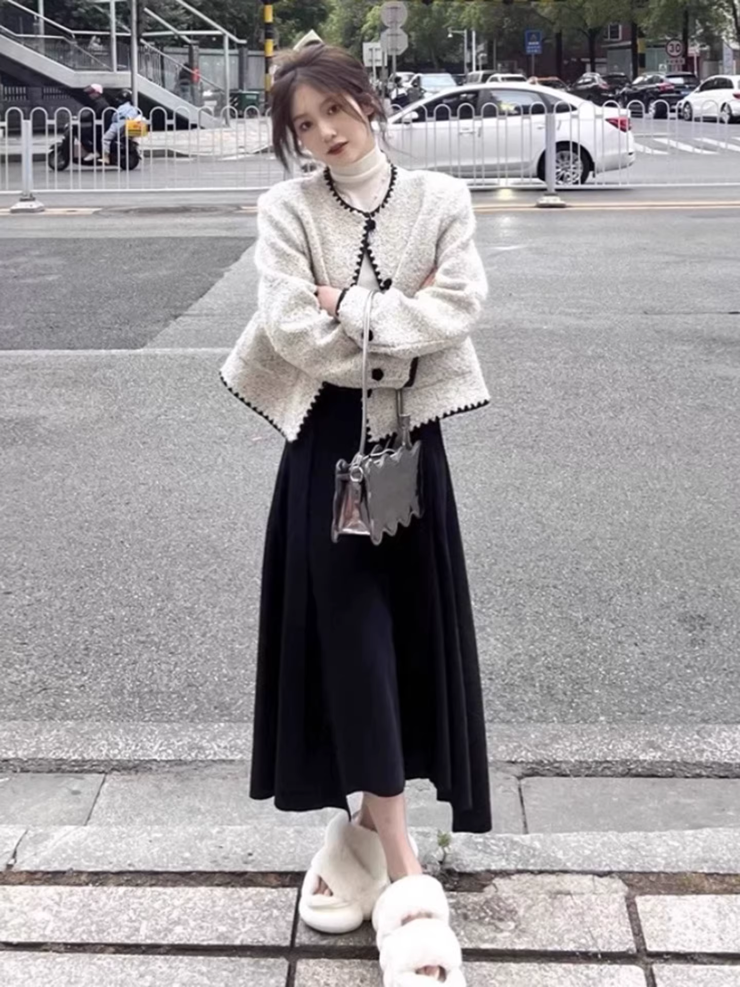 Áo khoác ngắn tay kiểu Pháp La Chapelle dành cho nữ, mùa xuân thu 2025, kiểu dáng rộng rãi, cao cấp, áo ngắn