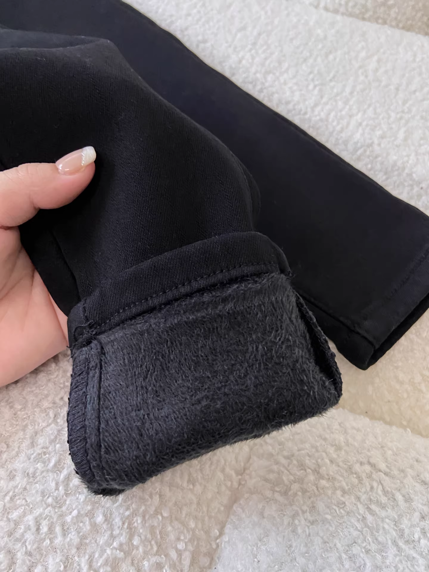 Quần jean ôm dáng La Chapelle lót lông cừu dành cho nữ, kiểu mới thu đông 2025, quần bút chì cạp cao tôn dáng, size nhỏ.