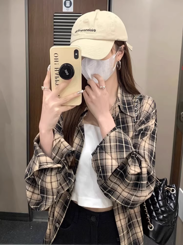 Áo sơ mi dài tay kẻ sọc La Chapelle dành cho nữ, áo khoác cardigan dáng rộng kiểu Hàn Quốc mới mùa xuân thu 2025