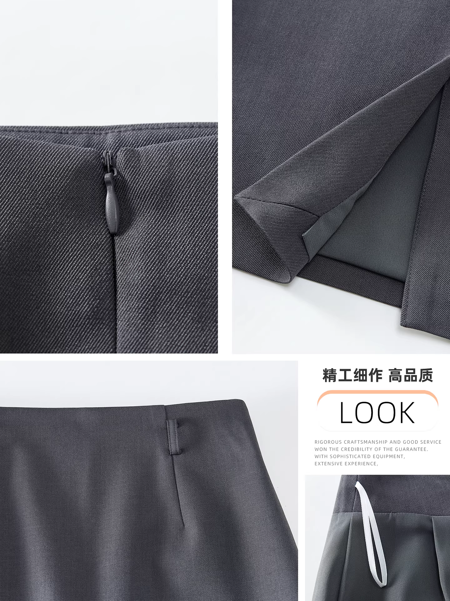 Váy liền thân màu xám La Chapelle dành cho nữ, mẫu mới thu đông 2025, cạp cao, xẻ tà, dáng bút chì, midi.