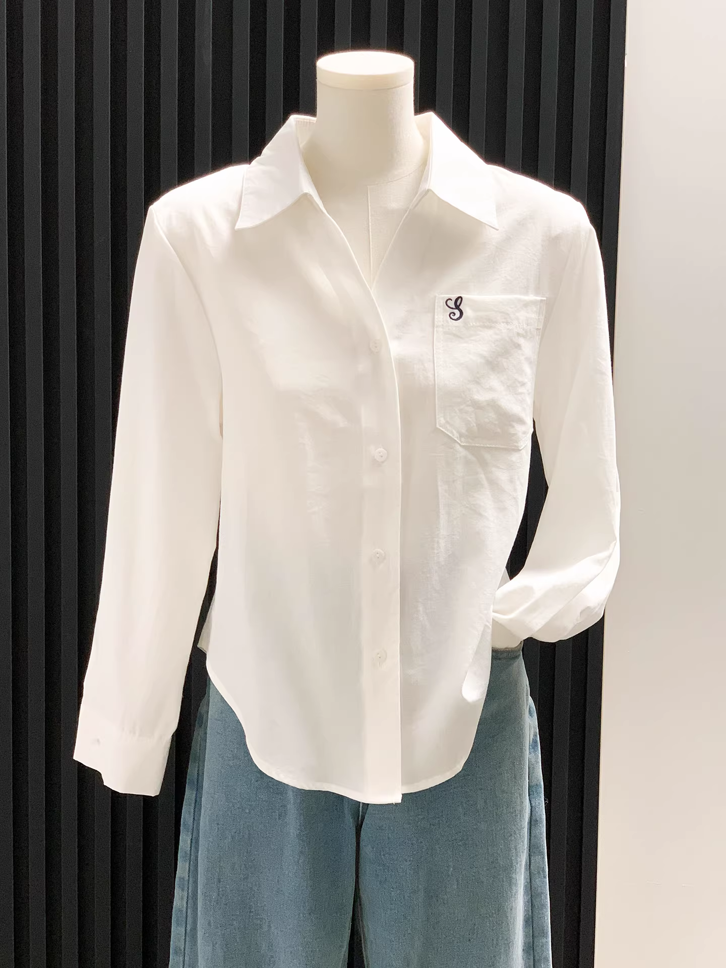 Áo sơ mi trắng dáng rộng tay dài La Chapelle dành cho nữ, kiểu mới thu đông 2025, trang phục công sở, áo mặc trong