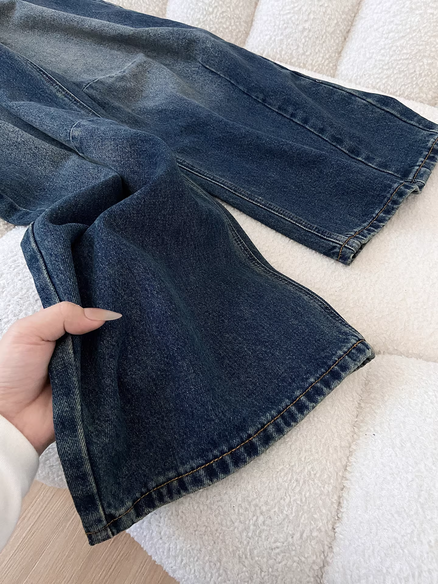 Quần jeans La Chapelle dáng rộng, xắn gấu, kiểu vintage, dành cho nữ, mùa thu đông 2025, kiểu dáng mới, size nhỏ, dáng quần lửng.