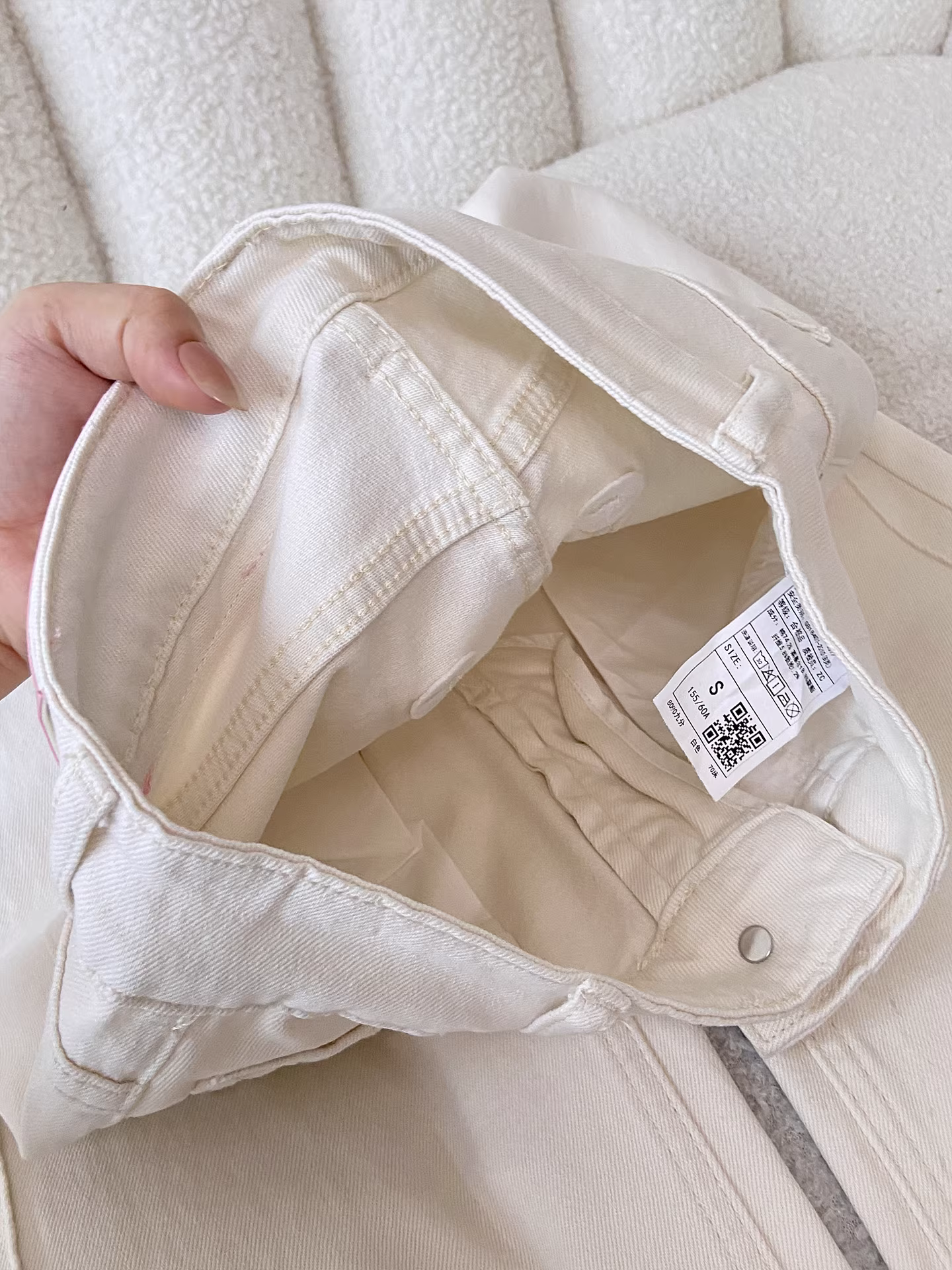 Quần jeans trắng ống rộng La Chapelle dành cho nữ, kiểu dáng mới thu đông 2025, phong cách Mỹ, dáng suông, size nhỏ nhắn