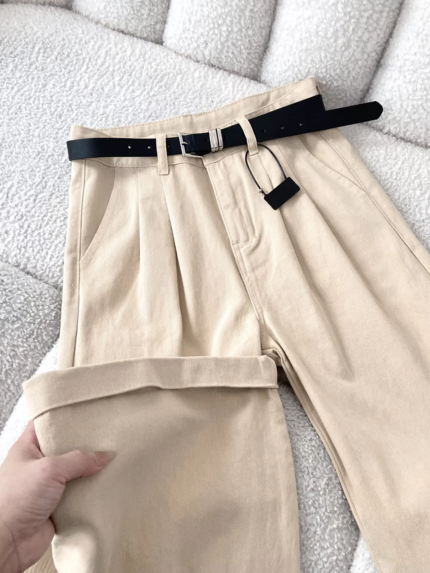 Quần jeans ống rộng kiểu Mỹ La Chapelle dành cho nữ, mẫu mới thu đông 2025, cạp cao, dài chạm sàn, dáng thẳng.