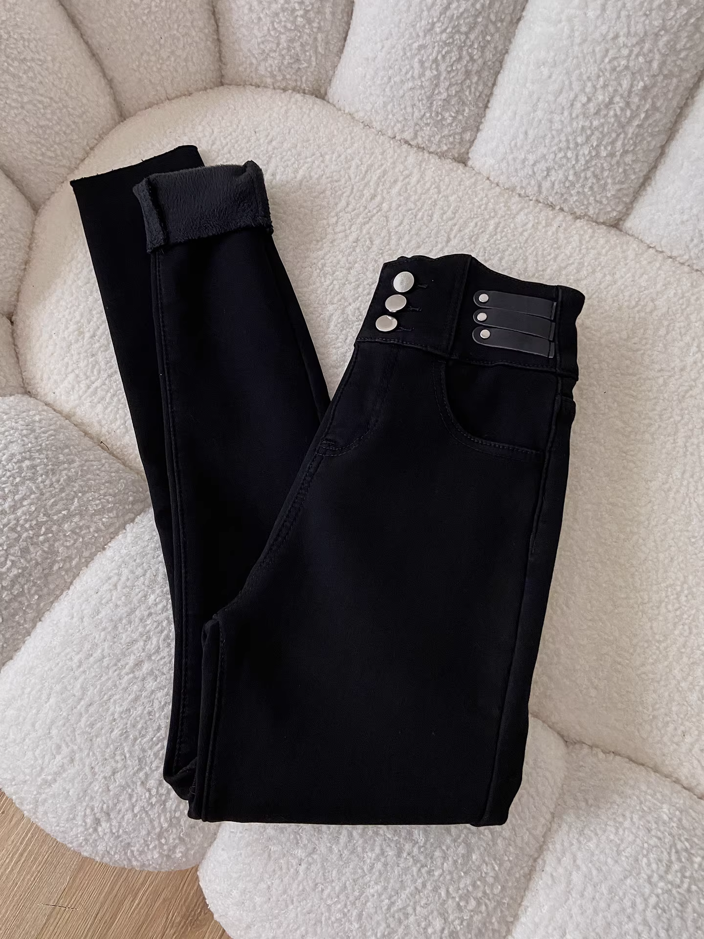 Quần jeans đen ôm dáng La Chapelle dành cho nữ, mùa thu đông 2025, kiểu dáng mới, cạp cao, dáng bút chì, size nhỏ nhắn