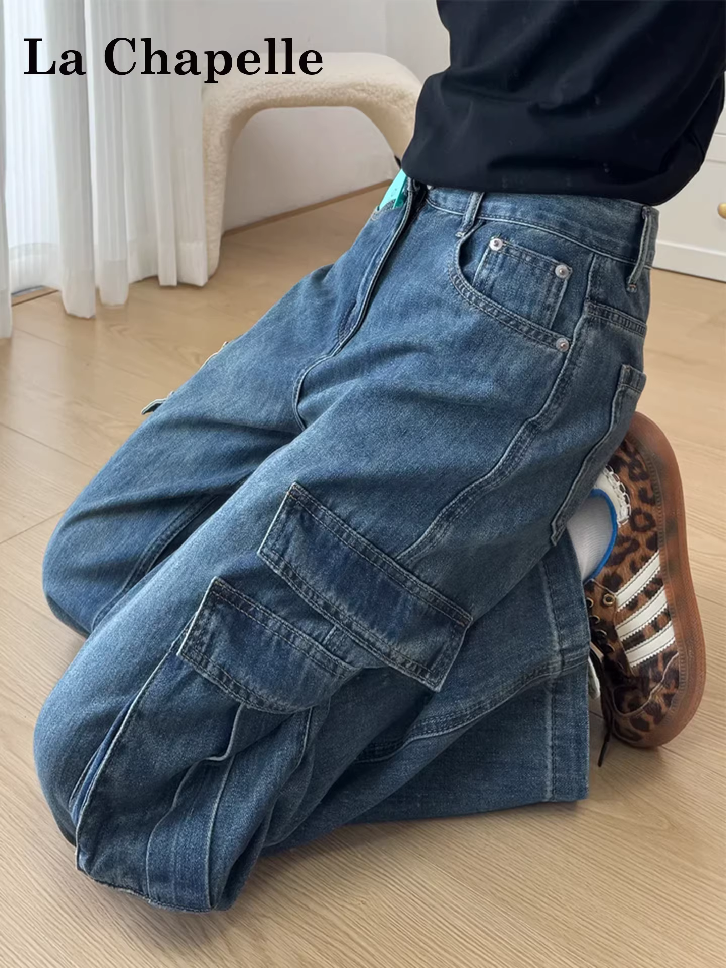 Quần jeans công sở dáng rộng La Chapelle retro petite dành cho nữ, mẫu mới thu đông 2025, cạp cao, ống thẳng