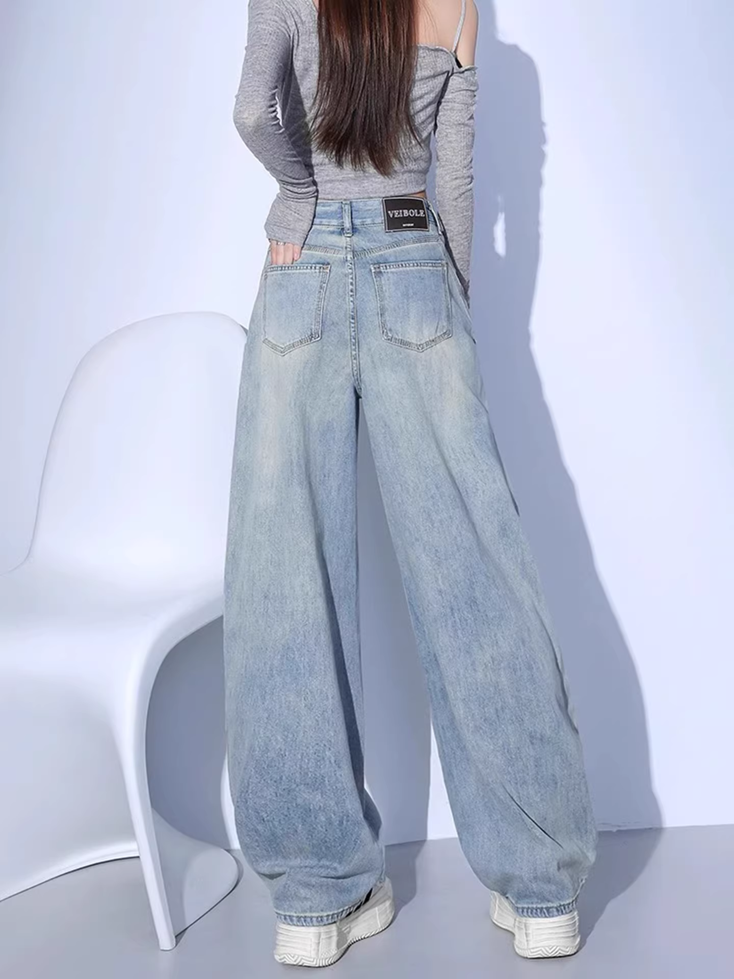 Quần jeans ống rộng La Chapelle retro che hông dành cho nữ, mẫu mới thu đông 2025, cạp cao, dáng rộng, thẳng