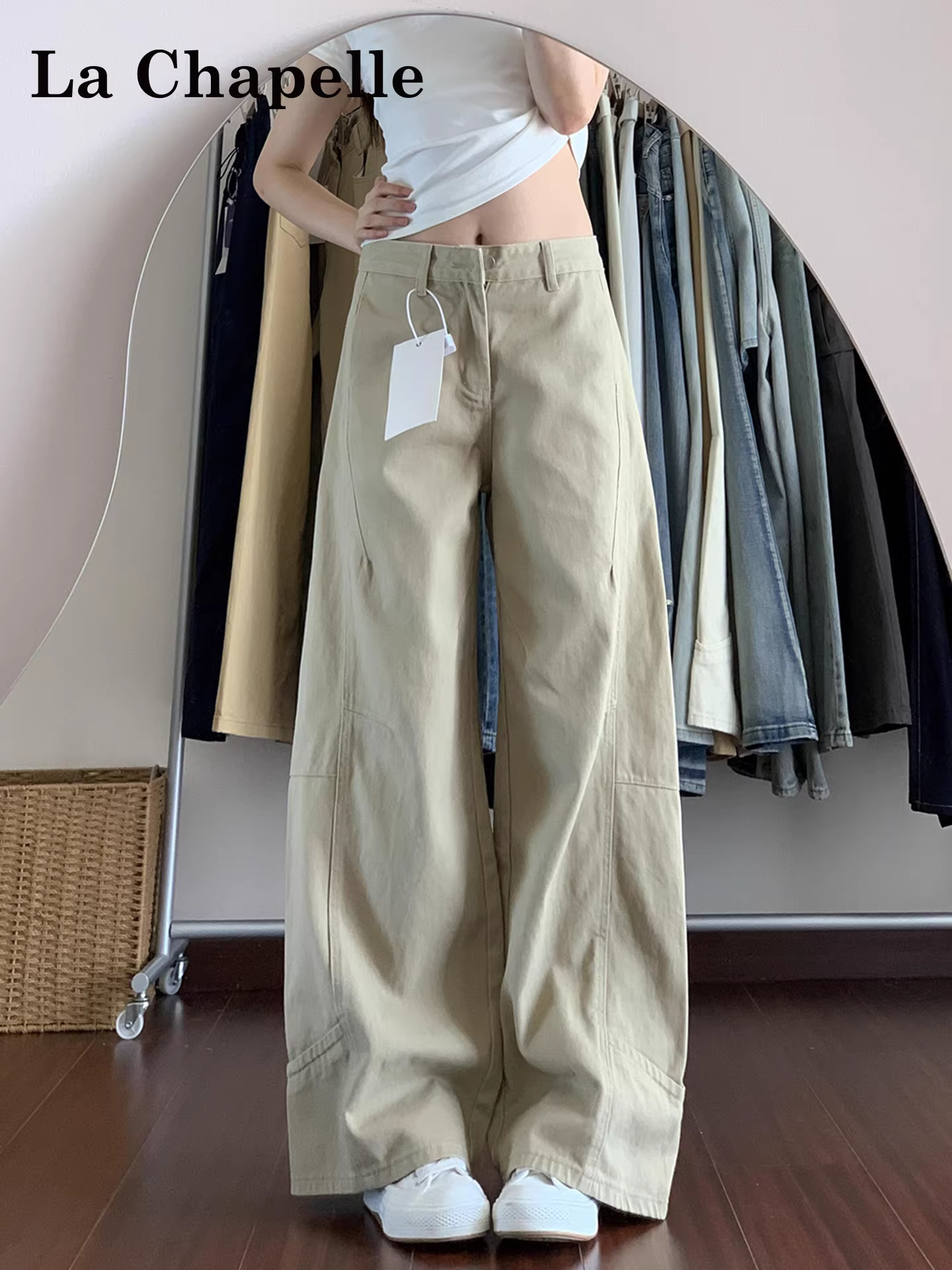 Quần jeans kaki La Chapelle dáng rộng, cạp cao, suông, dành cho nữ, mẫu mới thu đông 2025