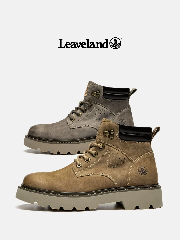 Giày nam Maple Leaf Giày bốt Martin cổ điển Giày bốt nam mùa đông đa năng đi làm ngoài trời Giày bốt nam cổ trung bình Giày bốt chống mài mòn Da thật hợp thời trang