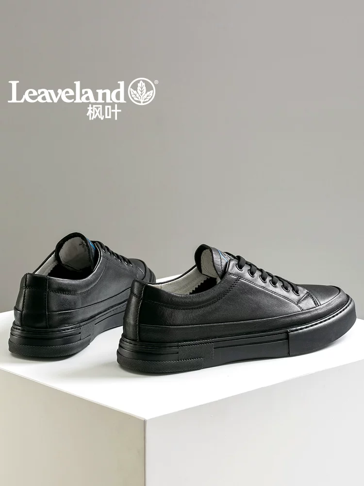 Giày da nam thông thường Maple Leaf, Giày thể thao nam da bò lớp đầu tiên thoải mái và thoáng khí, Giày đen đa năng, Giày da thật.