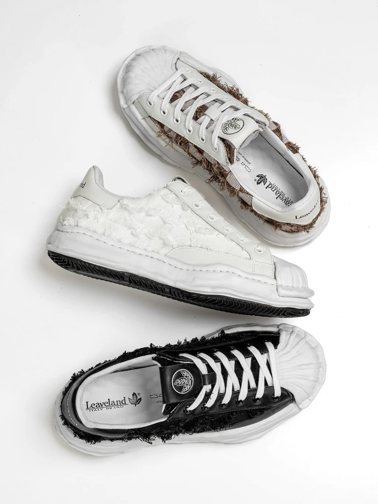 Giày nam Maple Leaf Giày cấu trúc tan chảy Giày nam đế dày tăng chiều cao Giày thể thao thông thường Giày vải mũi vỏ Giày unisex Giày hợp thời trang