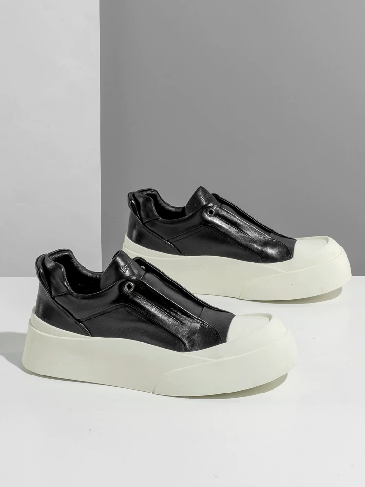 Giày nam Maple Leaf Giày thể thao nam da thật Giày lười mùa đông Giày đế dày tăng chiều cao Giày nữ Giày thường phong cách nam