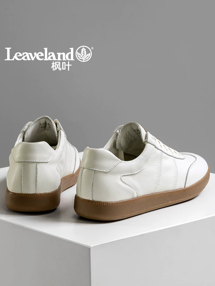 Giày thể thao nam da thật Maple Leaf Giày mùa đông đa năng màu trắng Đế mềm Giày tập luyện mới của Đức Giày nam thông thường hợp thời trang