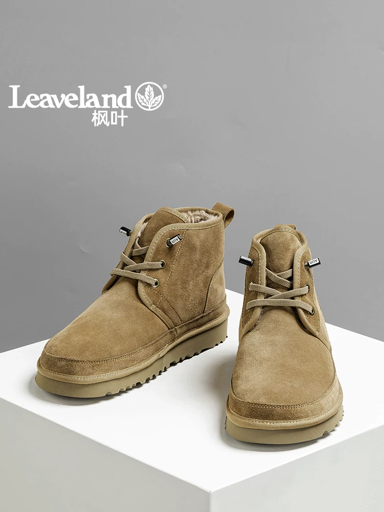 Giày nam Maple Leaf Giày bốt đi tuyết mùa đông Đa năng Phong cách mùa đông mới Giày cotton ấm lót lông cừu Giày bốt chống trượt thời trang Đông Bắc