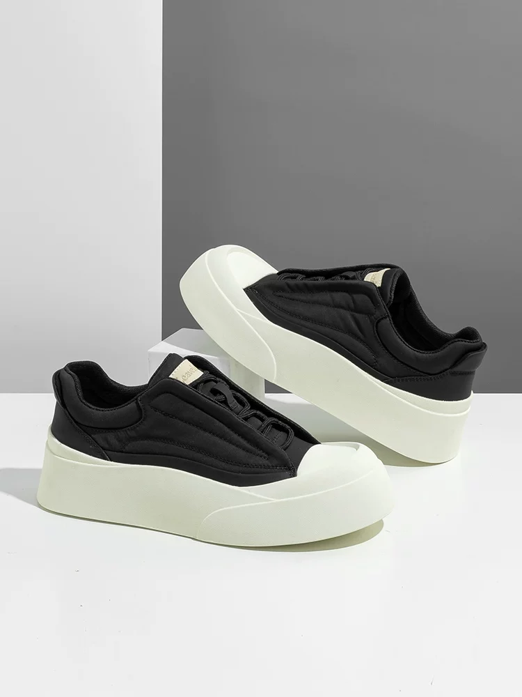 Giày nam Maple Leaf đế dày, giày thể thao nam thời trang mùa thu 2025, giày vải tăng chiều cao, thoáng khí, kiểu dáng hiện đại