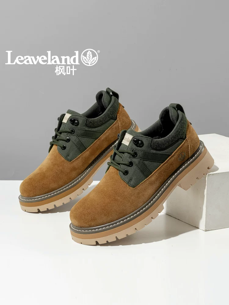 Giày công sở cổ thấp Maple Leaf dành cho nam, giày da cỡ lớn dành cho nam ngoài trời, giày cotton lót lông cừu cổ điển, bốt nam, giày thường ngày cho mùa đông.