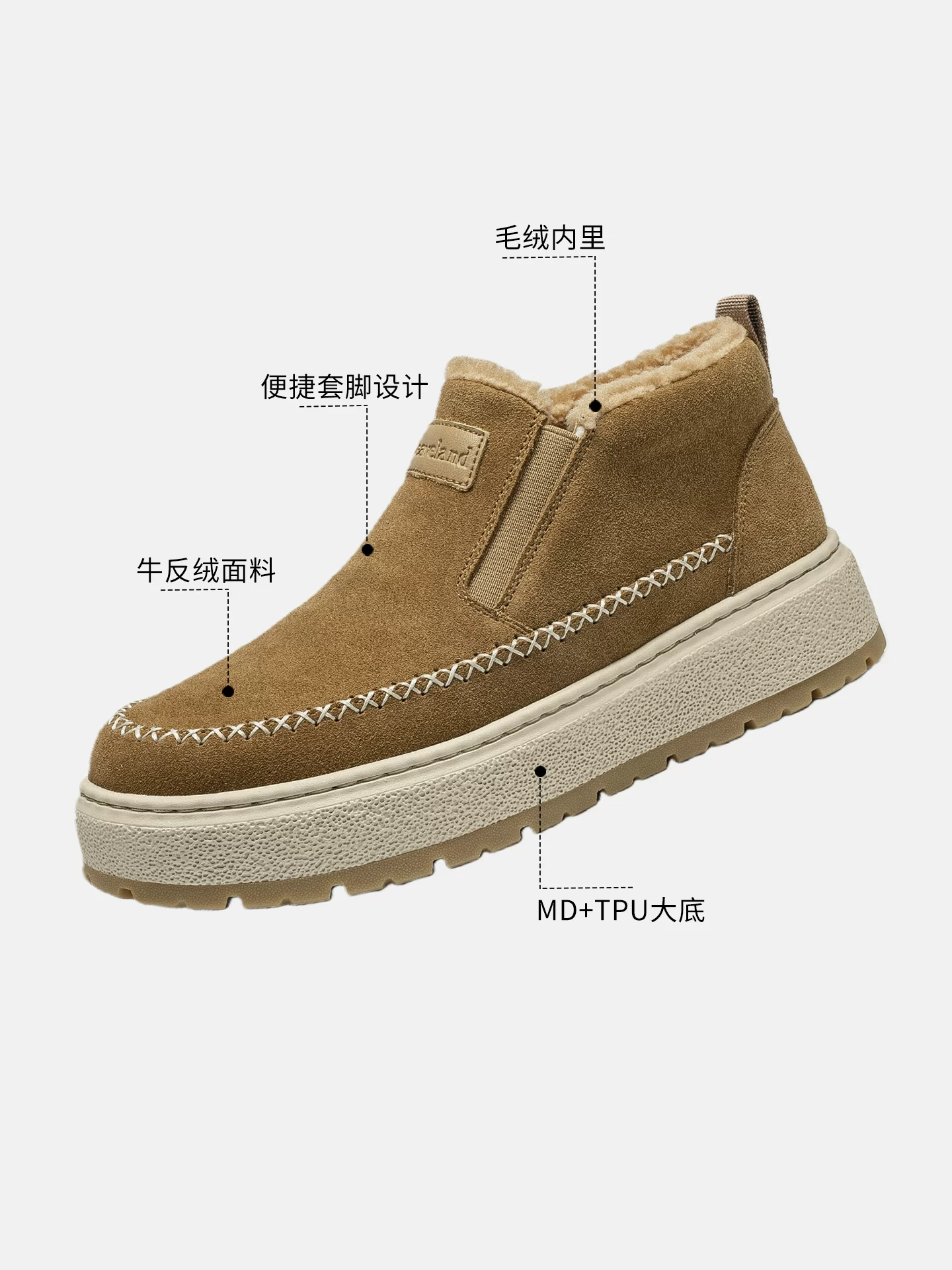 Giày nam Maple Leaf Giày bốt đi tuyết mùa đông Giày nam 2025 Giày cotton dày lót lông cừu Giày nam ấm áp Giày lười Giày bốt ngắn