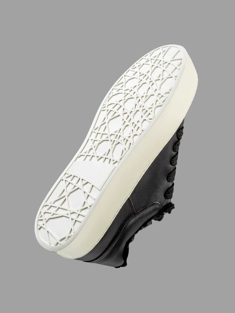 Giày nam Maple Leaf Giày nam mùa đông có lót lông cừu Giày cotton ấm áp Giày nam da thật mới Giày thể thao nam đế dày Giày hợp thời trang