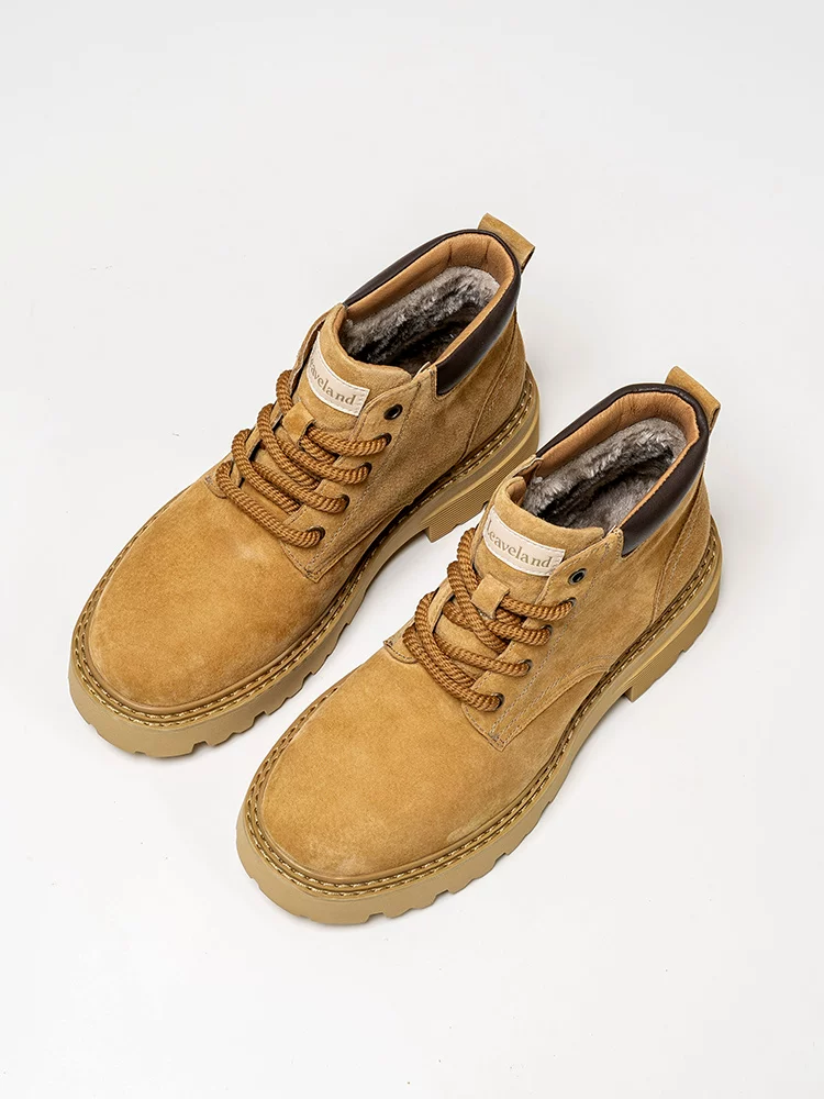 Giày bốt Maple Leaf Winter Martin cho nam, Giày cotton ấm lót lông cừu cho nữ, Giày bốt đế dày màu vàng, Giày bảo hộ lao động, Giày bốt ngắn, Giày đi tuyết, Hợp thời trang