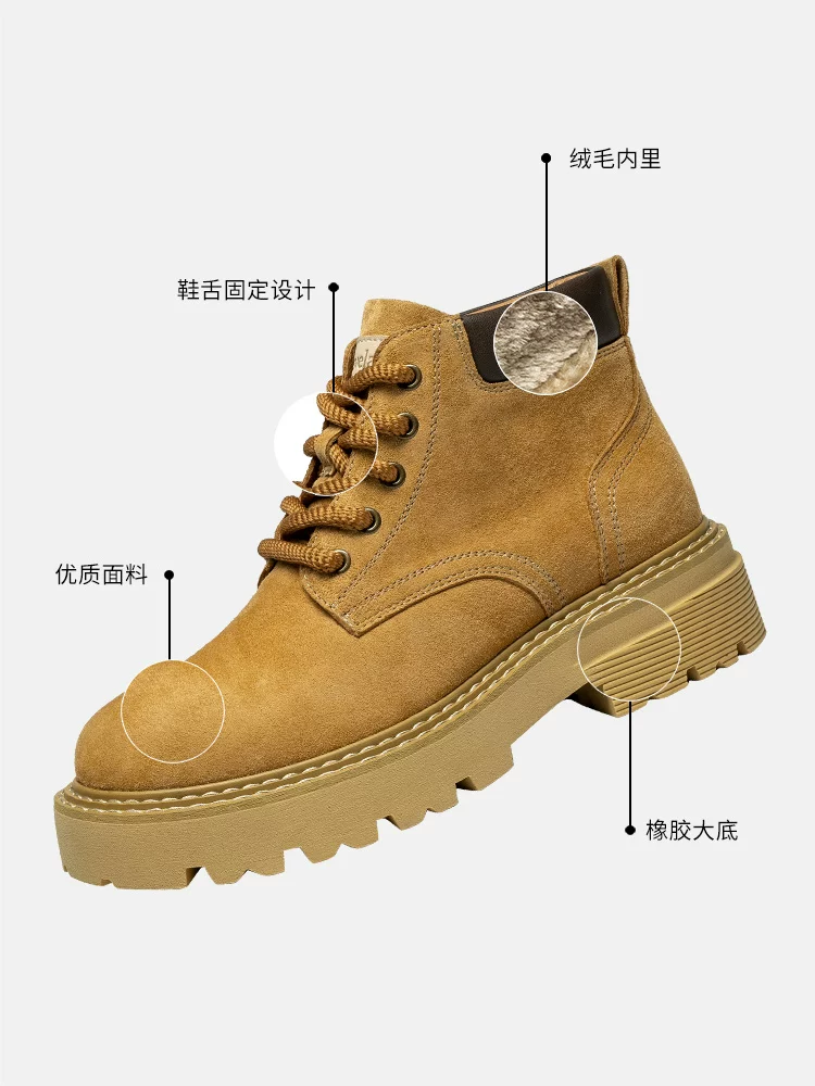 Giày bốt Maple Leaf Winter Martin cho nam, Giày cotton ấm lót lông cừu cho nữ, Giày bốt đế dày màu vàng, Giày bảo hộ lao động, Giày bốt ngắn, Giày đi tuyết, Hợp thời trang