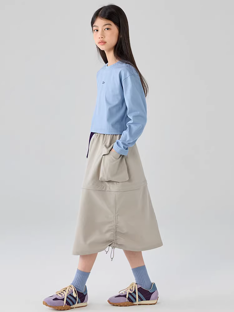 Váy công sở dành cho nữ, váy mùa hè có thể tháo rời, tiện dụng khi đi chơi ngoài trời dành cho trẻ lớn hơn, có viền xẻ tà, váy thẳng lưng cao dành cho trẻ em