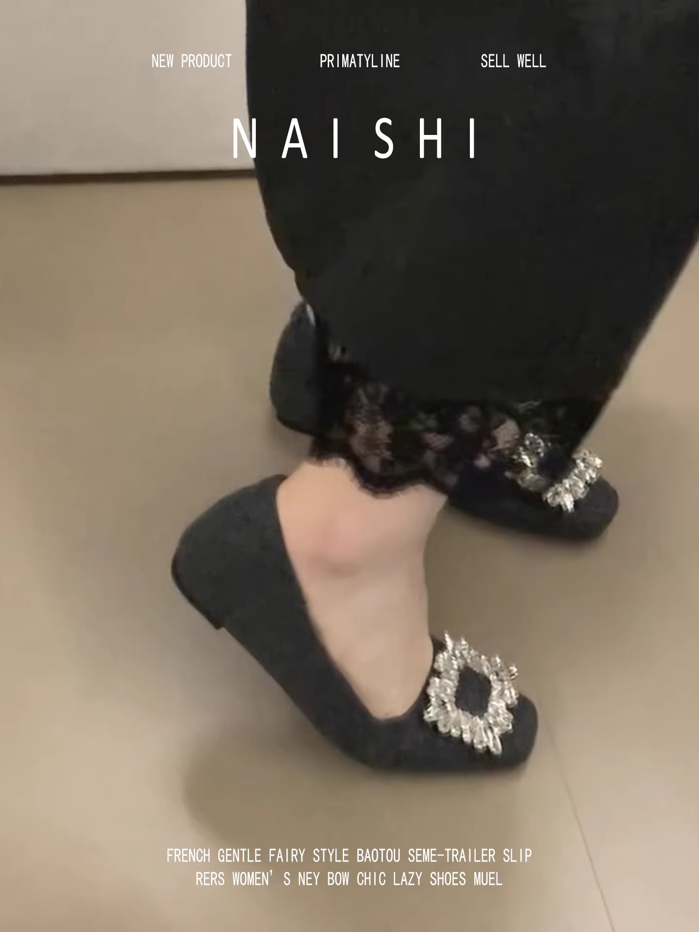 Phiên bản da cừu! Giày Mary Jane kiểu Pháp có khóa vuông đính đá, phối cùng chân váy, giày lười len, giày bệt đi làm miệng nông.