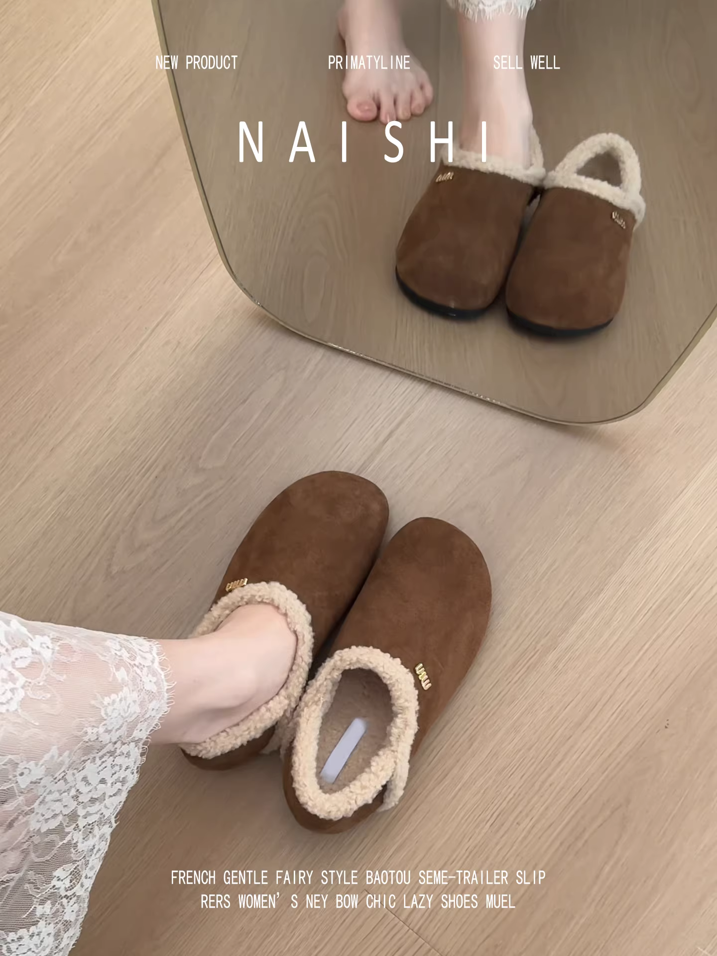 Phiên bản da cừu! Giày lười len cừu, giày cotton ấm áp lót lông mềm mại, kiểu dáng Birkenstock dễ mang, dành cho nữ.