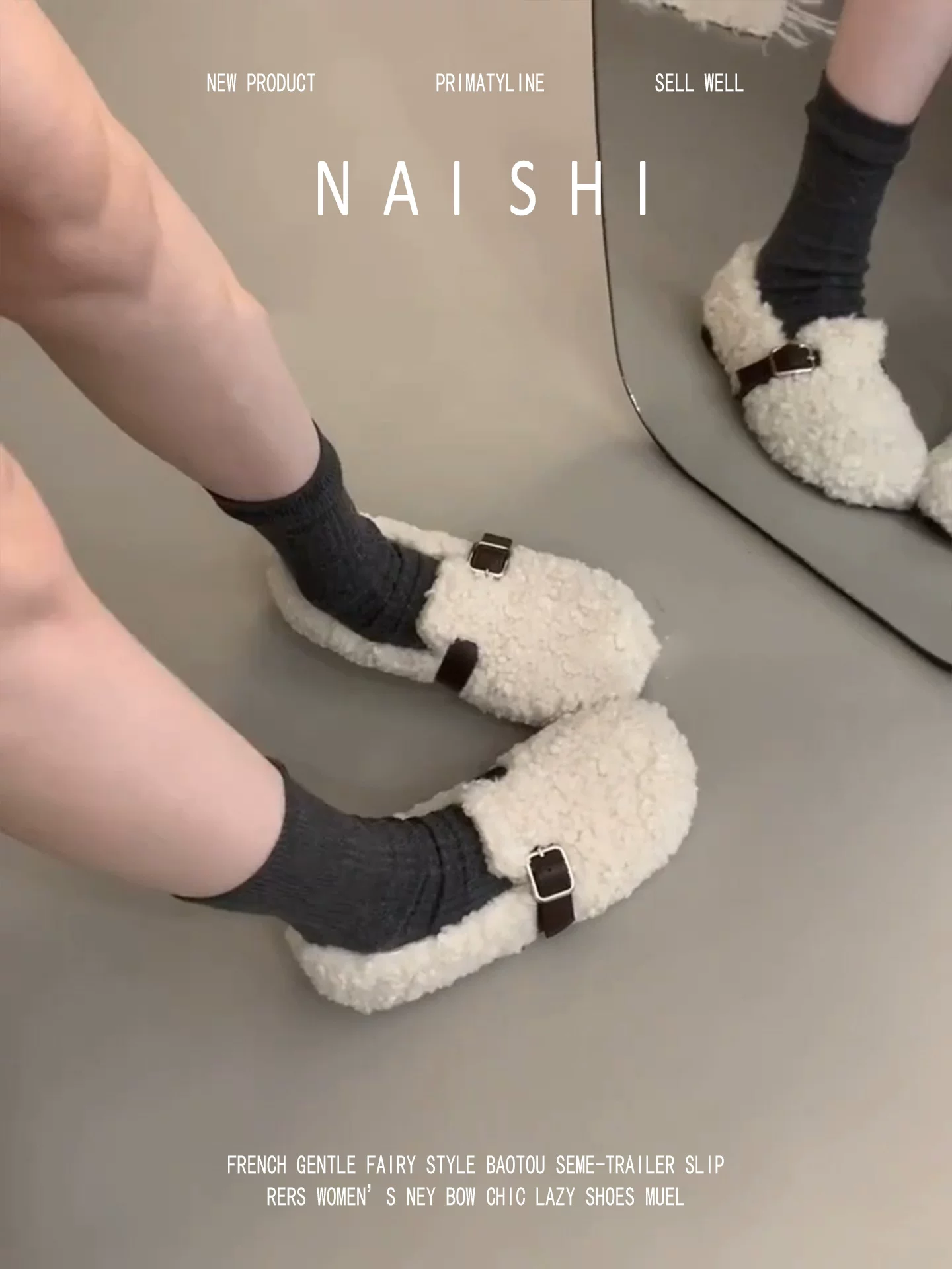Phiên bản da cừu! Giày lười len cừu, giày mùa thu đông kiểu Birkenstock đa năng, ấm áp, phong cách Hàn Quốc, giày lông thú.